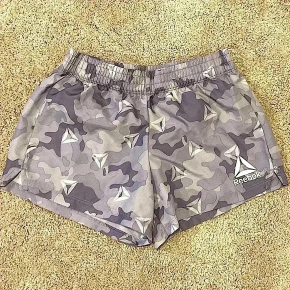 Reebok Girls Athletic Lined Shorts Sz. M-7/8 grey camouflage - Picture 1 of 8